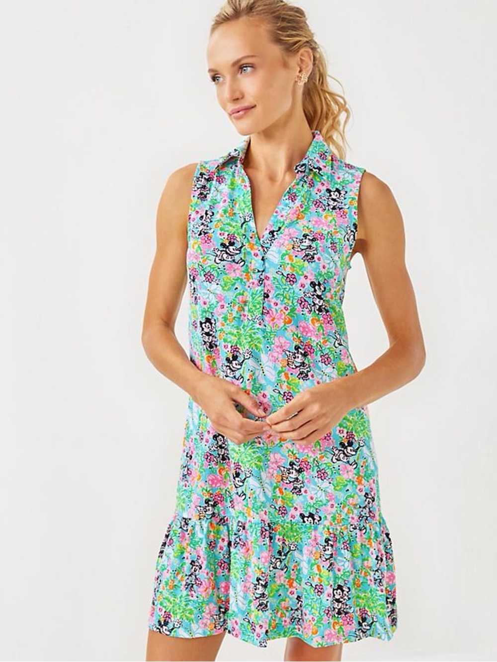Lilly Pulitzer x Disney Riegan Dress XL Mickey Minnie Pima Cotton Sold Out #167